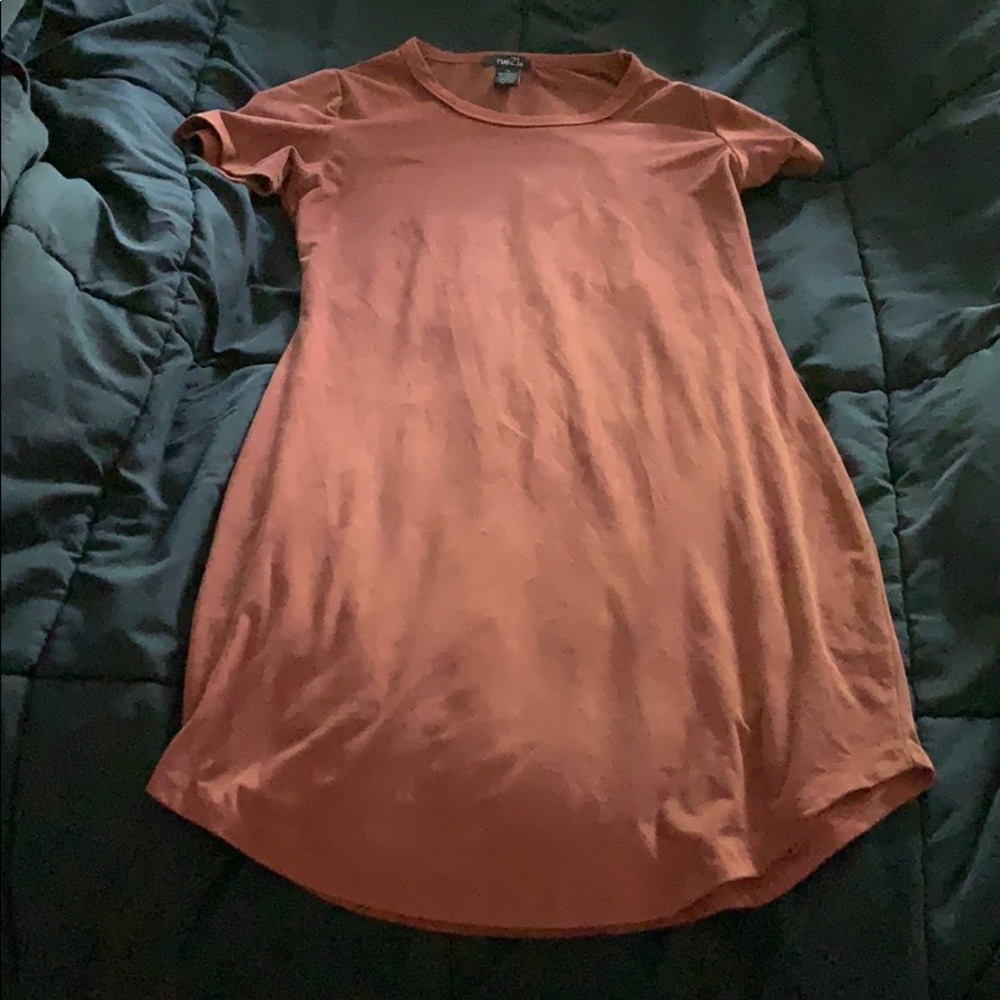 Faux suede short sleeve dress